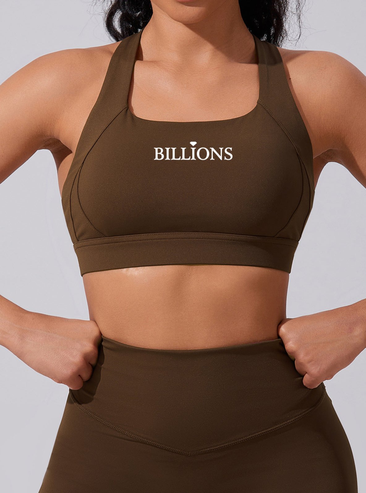 Billions-sports-bra-brown-front